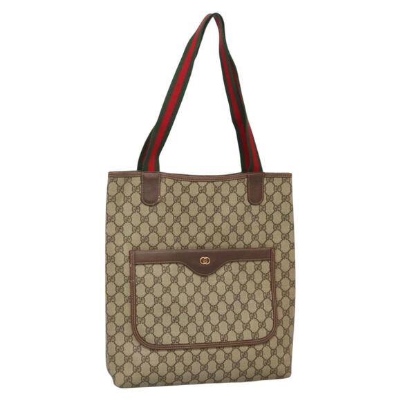 GUCCI GG Supreme Web Sherry Line Tote Bag Pvc Beige 002 123 002 123 - Picture 1 of 16